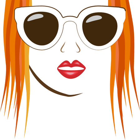 Vintage character girl glasses. Beautiful happy young womanのイラスト素材