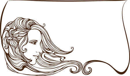 black and white frame with place for text decorated with women profielのイラスト素材