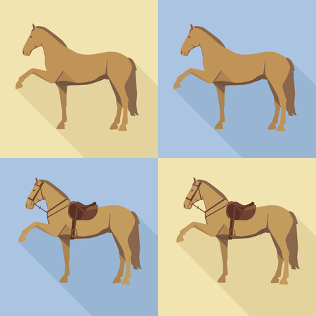 silhouette of a horse with and without gearのイラスト素材