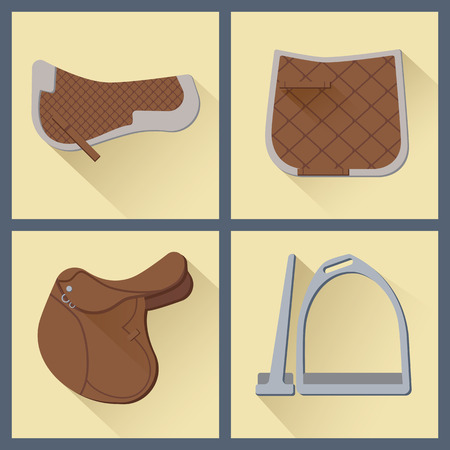 set of four objects of horse gear in flat style 2のイラスト素材