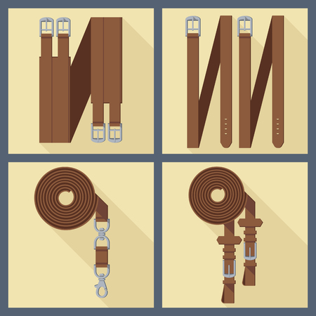 set of four objects of horse gear in flat style 3のイラスト素材