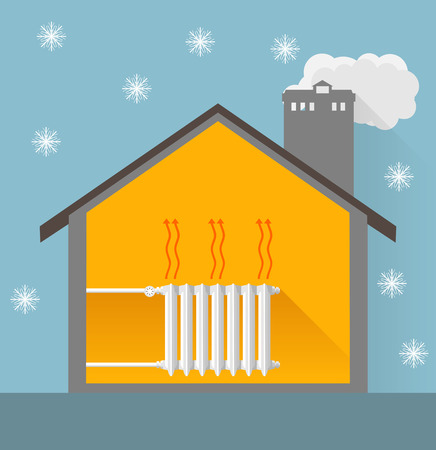 image of winter house with warm heaterのイラスト素材