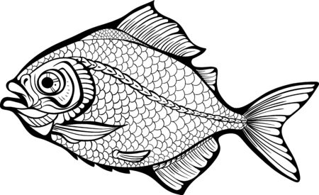 Sea fish. Coloring page.のイラスト素材