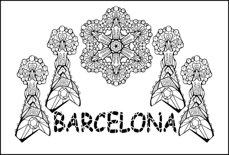 Set of black and white images inspired by Gaudi's architecture.のイラスト素材