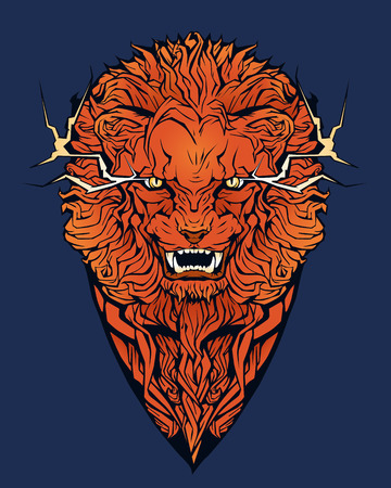 image of an angry lion.の写真素材