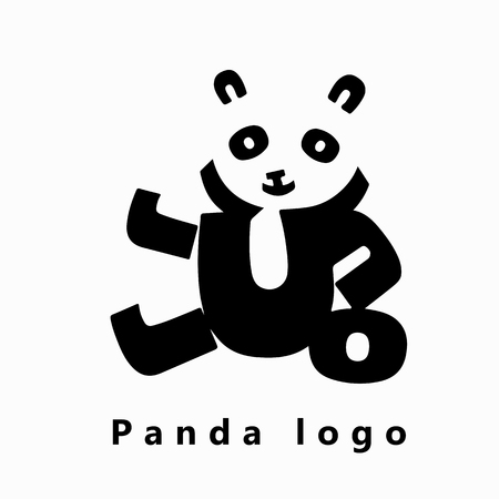 Vector image of a cute panda made of black letters on a white background.のイラスト素材