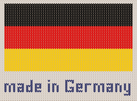 German flag knitted pattern, made in Germany. Modern vector ornament, wool knitted texture, banner of Germany. Flat knitted standard, design element for sites. Hand made flag.のイラスト素材