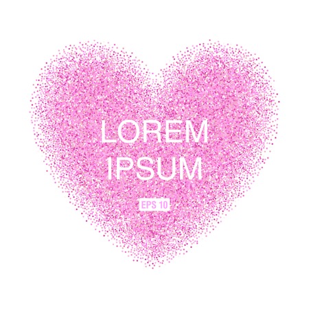 Pink glitter valentine day heart shape. Vector background for wedding invitation, greeting card. Glamorous sparkling banner backdrop.のイラスト素材
