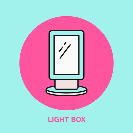 Light box display line icon. Advertising exhibition, promotion design element. Trade objects flat sign.のイラスト素材