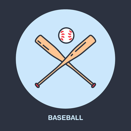 Baseball, softball vector line icon. Bats and ball logo, equipment sign. Sport competition illustration.のイラスト素材