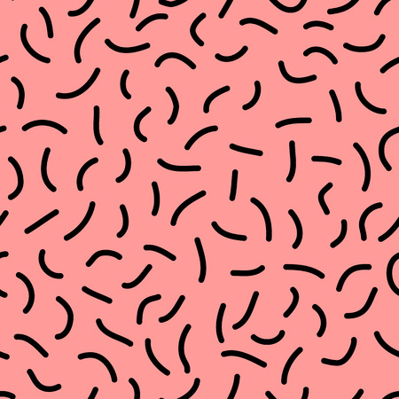 Trendy memphis style seamless pattern inspired by 80s, 90s retro fashion design. Colorful festive hipster backdrop. Abstract doodle illustration from eighties.のイラスト素材