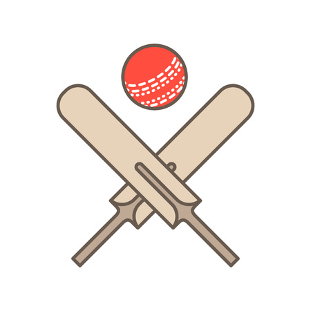 Cricket vector line icon. Bats and ball logo, equipment sign. Sport competition illustration.のイラスト素材