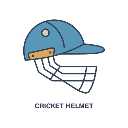 Cricket vector line icon. Helmet logo, equipment sign. Sport competition illustration.のイラスト素材