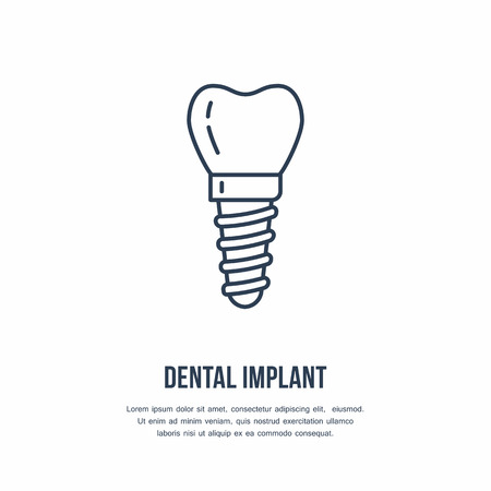 Dentist, orthodontics line icon. Dental implant, tooth orthodontics sign, medical elements. Health care thin linear symbol for dentistry clinic.のイラスト素材