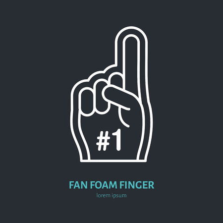 Fan foam finger vector line icon. Sport supporting sign. Cheerleading illustration.のイラスト素材