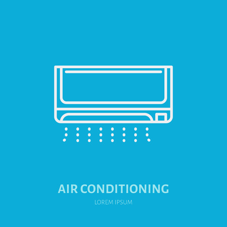 Household supply line logo. Flat sign of air conditioning, conditioner. Logotype for ventilation shop.のイラスト素材
