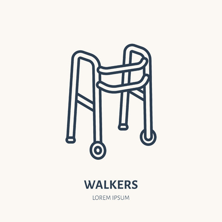 Walkers line icon. Vector logo for rehabilitation equipment store.のイラスト素材
