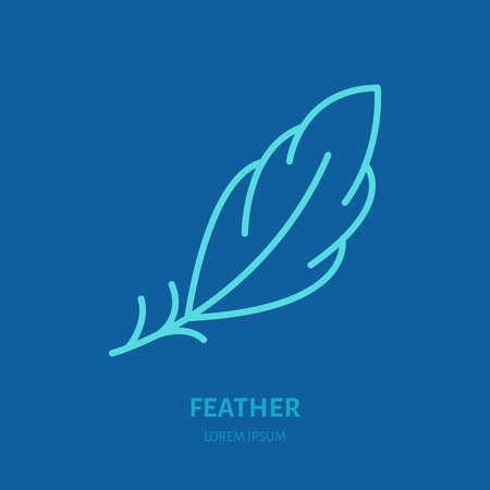 Feather flat line icon. Vector sign for soft, lightweight matherial property.のイラスト素材
