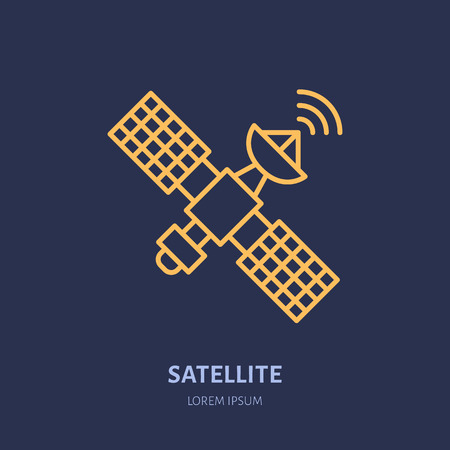 Satellite flat line icon. Wireless technology, wifi signal sign. Vector illustration of interner connection.のイラスト素材