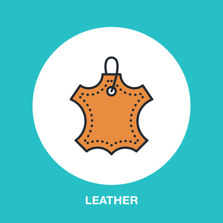 Leather material line logo. Flat sign for clothes feature. Logotype for leather garment dry cleaning, shoe repair service icon.のイラスト素材