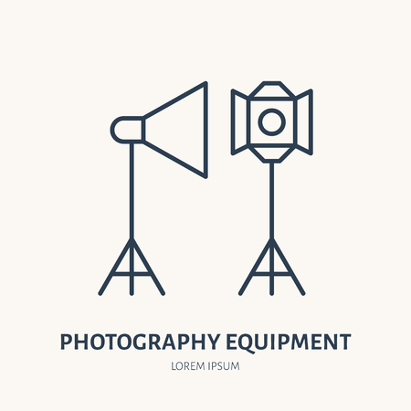 Light modifiers flat line icon. Photography equipment sign. Thin linear logo for photo studio.のイラスト素材