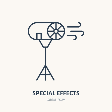 Wind special effect machine flat line icon. Photography equipment sign. Thin linear logo for photo studio.のイラスト素材