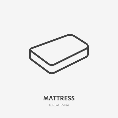 Mattress flat line icon. Bedding sign. Thin linear logo for interior store.のイラスト素材