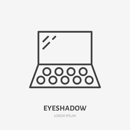 Eyeshadow flat line icon. Makeup beauty care sign, illustration of pallet. Thin linear logo for cosmetics store.のイラスト素材
