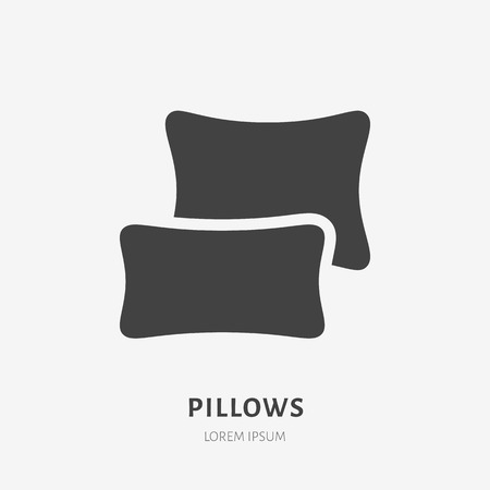 Bedding, bedroom decorations flat glyph icon. Vector illustration of pillows, cushion. Solid silhouette logo for interior store.のイラスト素材