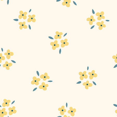 Floral seamless pattern with yellow flowers. Repeated light background, soft textile texture. Bright abstract nature wallpaper.のイラスト素材
