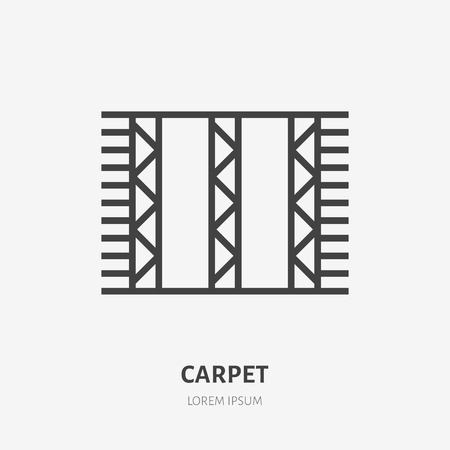 Carpet flat line icon. Vector thin sign of door mat, rug cleaning logo. House textile decoration illustration.のイラスト素材