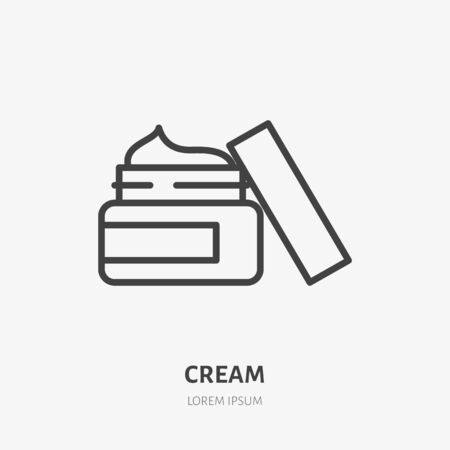 Cream jar line icon, vector pictogram of moisturizing gel in open package. Skincare illustration, sign for cosmetics store.のイラスト素材