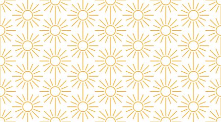 Sun seamless pattern with line icons. Sunny summer background for baby fabric, skin care cream with spf brochure abstract backdrop.のイラスト素材