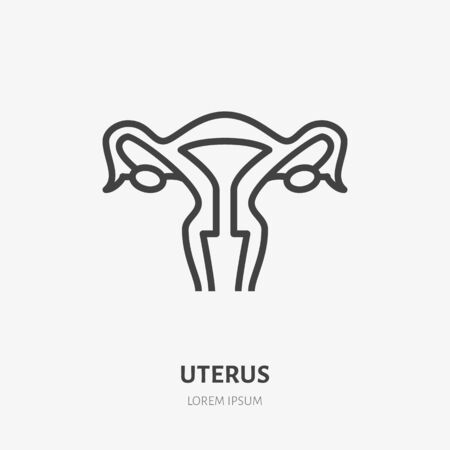 Uterus line icon, vector pictogram of female organ. Womb illustration sign for gynecology clinic.のイラスト素材