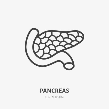 Pancreas line icon, vector pictogram of human internal organ. Anatomy illustration, sign for medical clinic.のイラスト素材