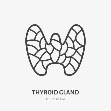 Thyroid gland line icon, vector pictogram of human internal organ. Anatomy illustration, sign for medical, endocrinologist clinic.のイラスト素材