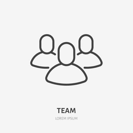 Teem flat line icon. Work group vector illustration. Thin sign of business teamwork, person pictogram.のイラスト素材