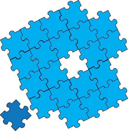 puzzle piece assembly blueのイラスト素材