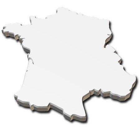 3d map of france in white colorの写真素材