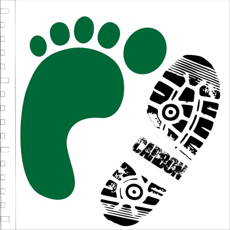 green footprint with shoe printのイラスト素材