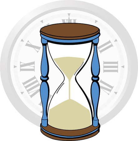 time passing in hour glass and clockのイラスト素材