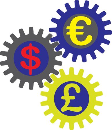 currencies and gearsのイラスト素材