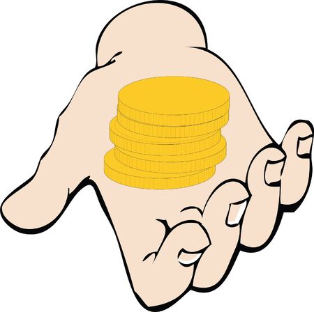 golden coins in handのイラスト素材