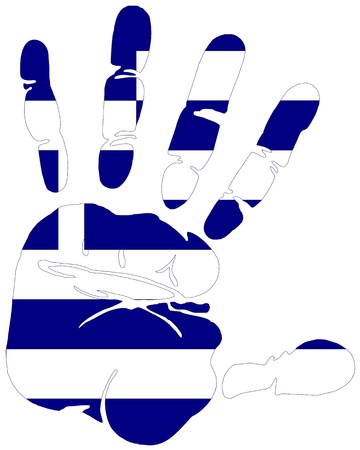 Handprint in the colors of flag of Greeceのイラスト素材