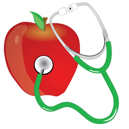 apple in red and stethescopeのイラスト素材
