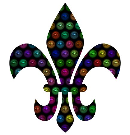 Fleur de lis with shiny mardi gras beadsの写真素材