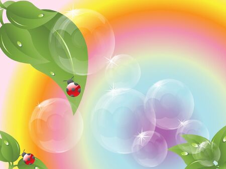 vector ball decorative abstract background with ladybirdのイラスト素材