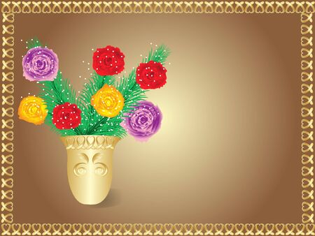 Christmas card  hand bell on branchのイラスト素材
