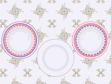 Vector plates Valentineのイラスト素材