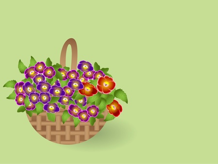 Illustration  basket with flowersのイラスト素材